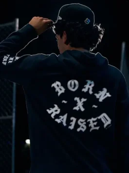 Mexico Baseball Nike x Born x Raised Hoodie in professional black fleece with a luxury hooded collar and pullover style.