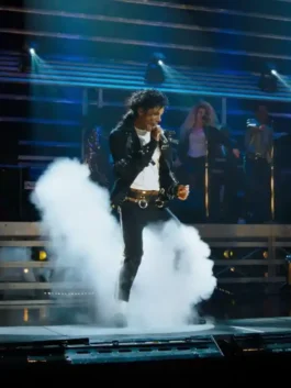 Michael Jaafar Jackson Black Jacket in professional black fabric with luxury multiple belt details.