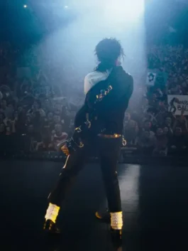 Michael Jaafar Jackson Black Jacket back view highlighting professional fabric grain and luxury full length sleeves.