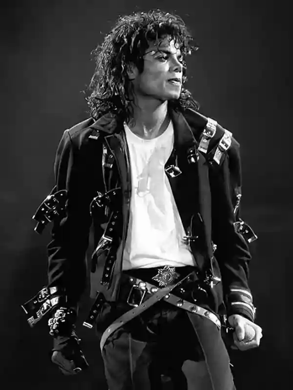 Michael Jaafar Jackson Black Jacket front view highlighting professional black finish and luxury sleeve details.