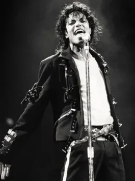 Michael Jaafar Jackson Black Jacket showcasing professional belt accents and luxury three front pockets.