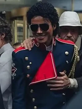 Michael Jaafar Jackson Navy Jacket in professional blue high quality cotton with luxury double breasted closure.