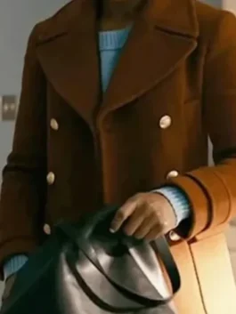 Naomi Howard Chicago Med S10 Brown Peacoat featuring professional grade stitching and a luxury lapel style collar.