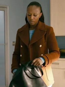 Naomi Howard Chicago Med S10 Brown Peacoat in a professional brown finish with a sturdy buttoned front and luxury feel.