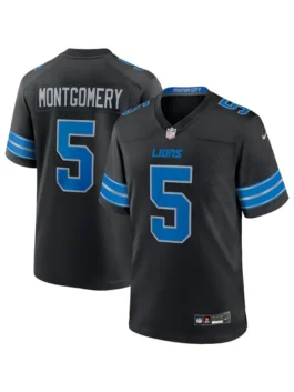 David Montgomery Detroit Lions Jersey in professional black with premium polyester and a luxury V neck finish.
