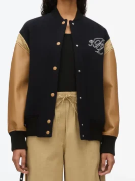 Phillip Lim X Shopbop Boxy Varsity Jacket in professional premium wool with luxury golden leather sleeves.