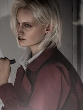 Resident Evil 9 Requiem Alyssa Ashcroft Coat in a professional red finish with a sturdy button closure and luxury feel.
