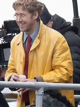 Ryan Gosling Project Hail Mary Coat in professional yellow real leather with a luxury lapel collar.