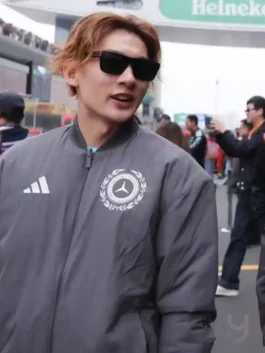 Su Yiming Chinese F1 Grand Prix Jacket in professional grey polyester with a luxury reversible style.