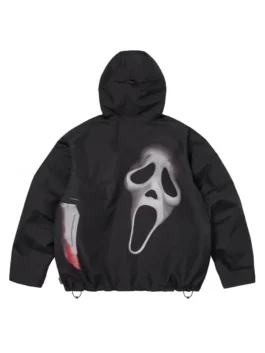 Supreme Ghostface Jacket featuring professional black panels and a luxury full zipper closure.