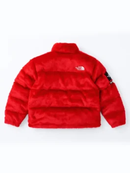 Supreme The North Face Fur Nuptse Jacket in a professional red finish with a sturdy tailored build and luxury feel.
