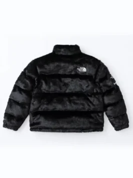 Supreme The North Face Fur Nuptse Jacket back view highlighting the professional panels and premium fur texture.