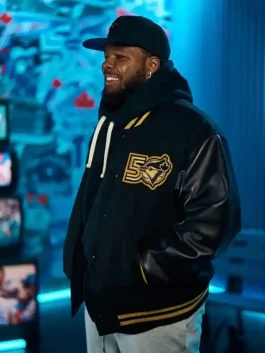 Toronto Blue Jays Anniversary Varsity Jacket front view highlighting professional wool finish and luxury rib-knit cuffs.