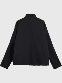 Y-3 Mercedes AMG Team Track Jacket back view in professional black cotton polyester with luxury buttoned cuffs.