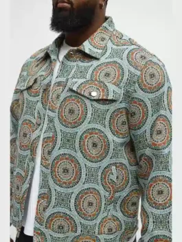 American Idol S024 Jordan McCullough Tapestry Floral Trucker Jacket For Sale