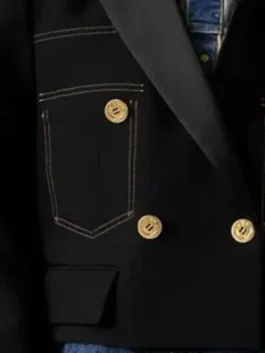 Angela Bassett 9-1-1 S09 Cropped Jacket featuring professional denim panels and a luxury buttoned front.