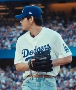 BTS The Return Kim Taehyung Short Sleeves Dodgers White Jersey For Sale