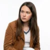 Beef S02 Cailee Spaeny Suede Leather Brown Jacket