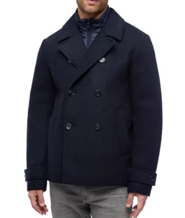 Brilliant Minds Season 2 Zachary Quinto Navy Blue Peacoat