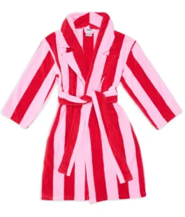 Buy Hommey Cherry Pink And Red Striped  Bathrobe For Sale