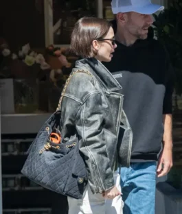 Buy Lily Collins London 2026 Black Leather Jacket For Sale