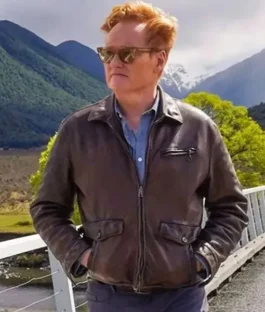 Conan O’Brien Must Go Conan O’Brien Brown Leather Jacket For Sale