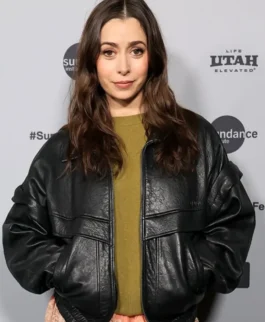 Cristin Milioti Buddy Premiere Black Leather Jacket
