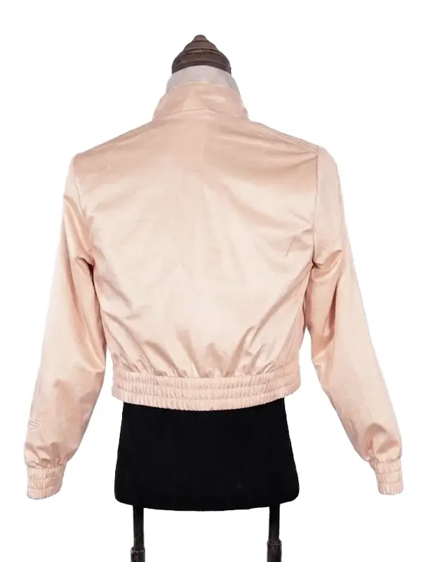 Cultural fusion jacket featuring traditional Hanbok elements and athletic sport-style patterns.