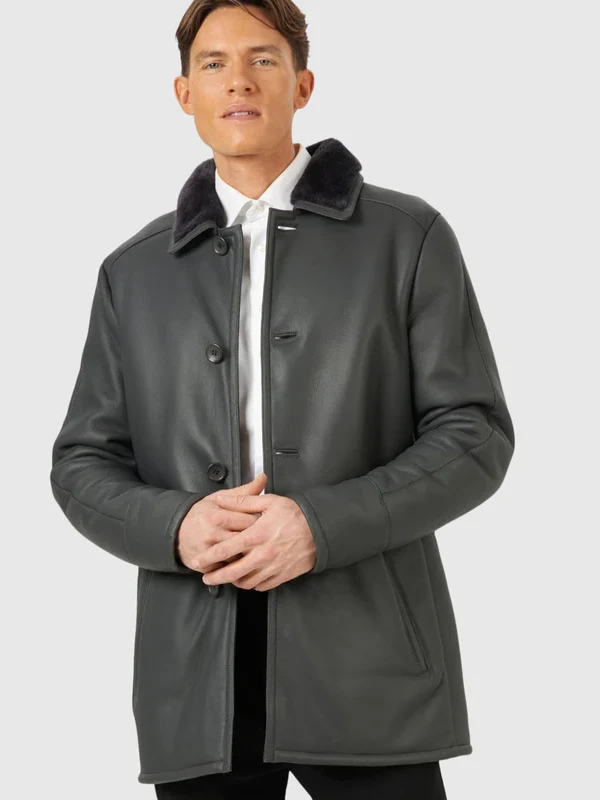 David Ajala TV Series Law and Order S25 Episode 16 Theo Walker Shearling Lamb Black Coat