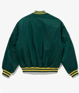 Embroidered Patch Oakland Athletics Stadium Full-Snap Green Satin Jacket For Sale