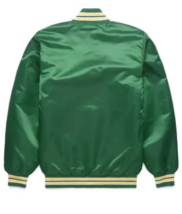 Embroidered Patch Oakland Athletics Stadium Full-Snap Green Satin Jacket For Sale