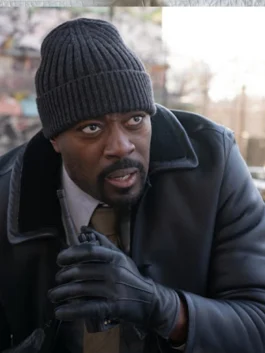 Law and Order S25 Theo Walker Shearling Lamb Black Coat