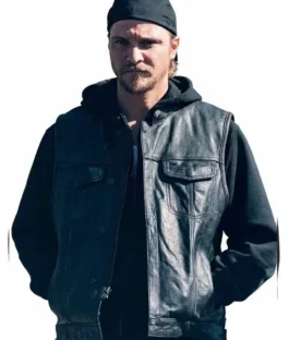 Luke Grimes Marshals Leather Black Vest