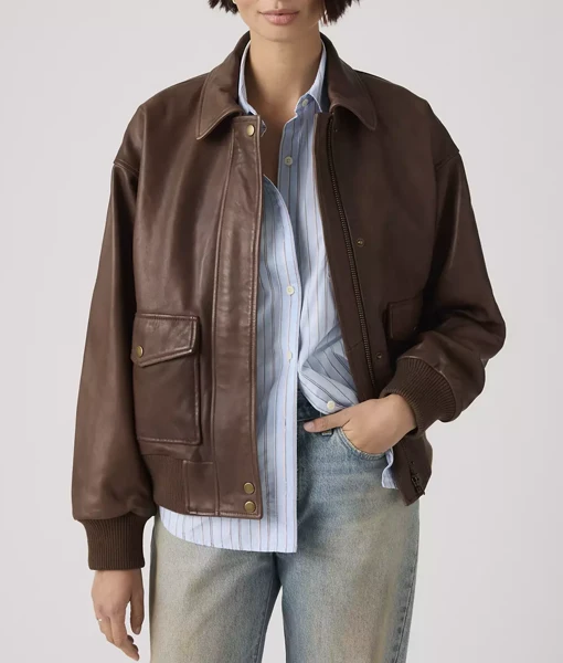 NCIS Origins Season 2 Mariel Molino Brown Leather Jacket