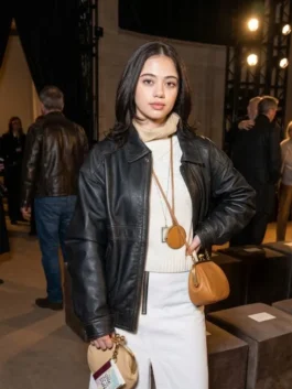 Nailea Devora Coach Fashion Show Black Leather Jacket
