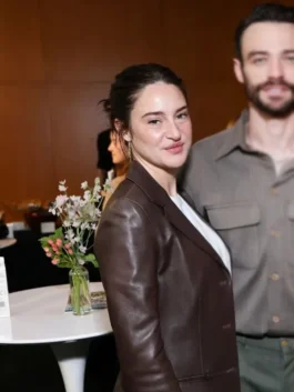 Shailene Woodley 2026 Brown Leather Coat For Sale