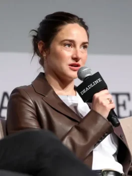 Shailene Woodley 2026 Brown Leather Coat For Women