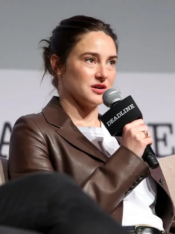 Shailene Woodley 2026 Brown Leather Coat For Women