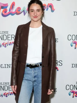 Shailene Woodley Brown Leather Coat For Sale