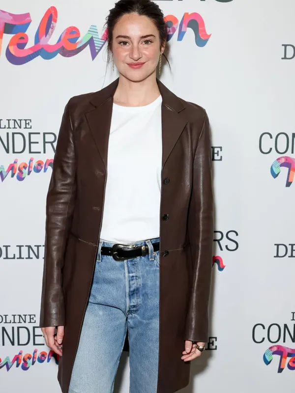 Shailene Woodley Brown Leather Coat For Sale