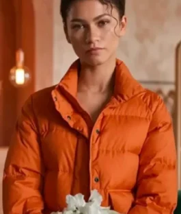 The Drama 2026 Zendaya Puffer Orange Jacket