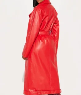 The Voice S29 Episode 7 Alexia Jayy Faux Leather Red Trench Coat