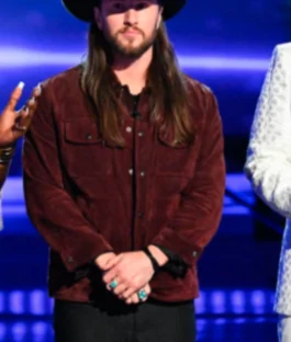 The Voice S29 Jared Shoemaker Maroon Trucker Jacket