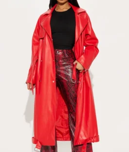 The Voice Season 29 Episode 7 Alexia Jayy Faux Leather Red Trench Coat