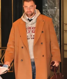 Travis Kelce NYC Brown Leather Coat