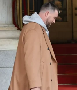 Travis Kelce NYC Brown Leather Coat For Sale
