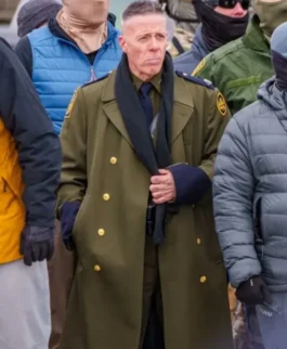 US Border Patrol Gregory Bovino Dark Green Wool Trench Coat For Sale