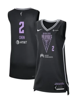 Golden State Valkyries Kaitlyn Chen Victory Jersey highlighting professional jersey grain and luxury victory badge.