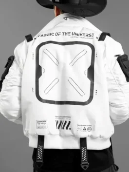 A stylish lifestyle look of the XB-04 White Short Bomber Jacket.