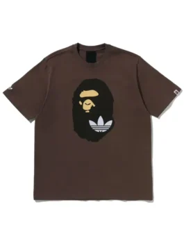 Adidas Bape Head Tee in warm brown cotton featuring the iconic Bape Head graphic and a clean round neck relaxed everyday streetwear silhouette.